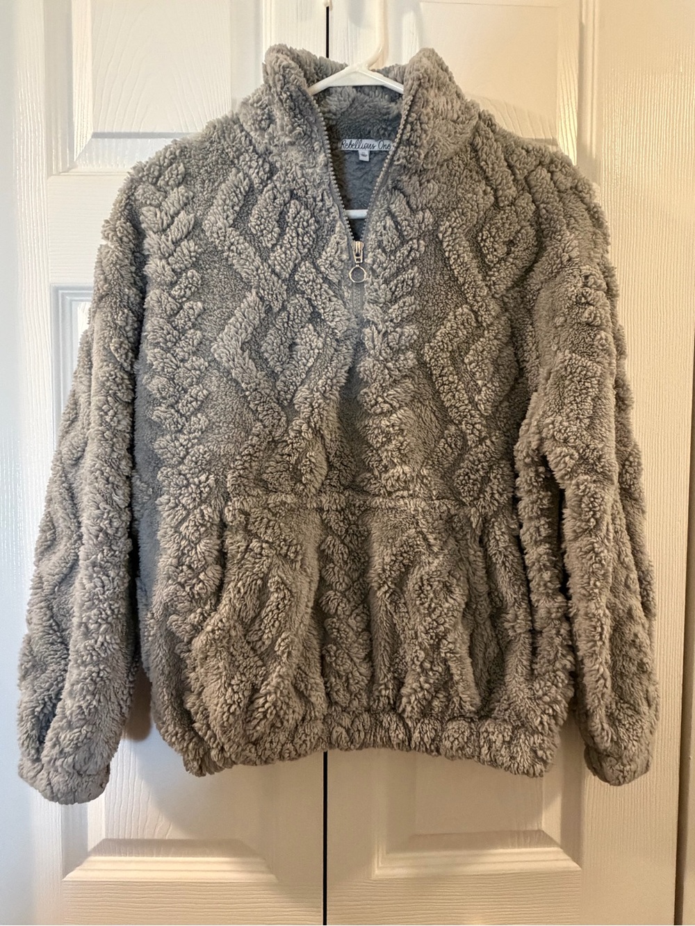 🚨Rebellious One Gray Textured Sherpa Half-Zip Pullover🚨